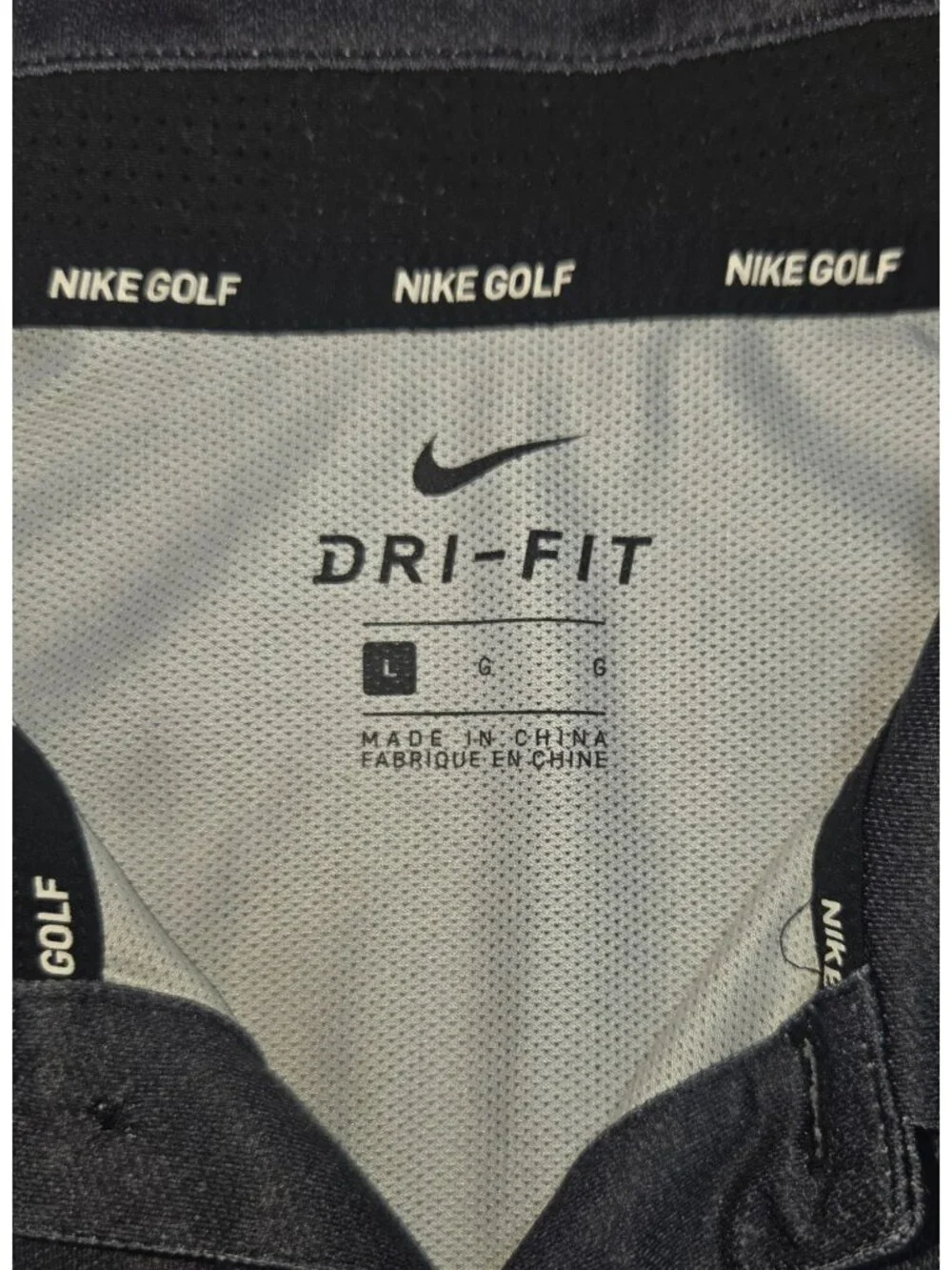 Nike Golf Black Dri-Fit Performance Polo Large